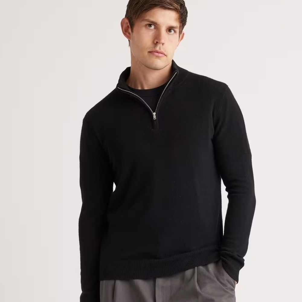 Quince Mongolian Cashmere Quarter ZIP Men's Sweater NWOT
